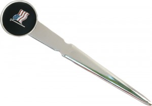 Classic Legacy Letter Opener with USA Flag on Black Enamel