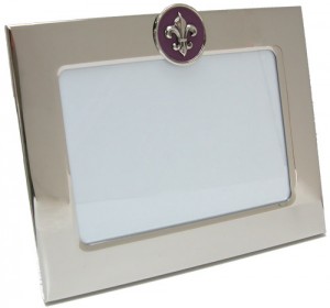 Photo Frame with Silver Fleur de Lis on Purple Enamel designed by Classic Legacy