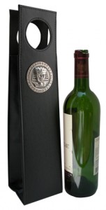 Wine Carrier Black with Silver Pharaoh medallion by Classic Legacy personalized gifts