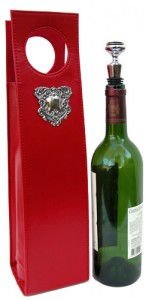 Wine Carrier Red with Silver Medallion by Classic Legacy Wine Carrier Red with Silver Medallion by Classic Legacy