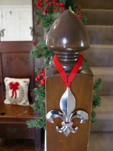 Christmas Ornament on Newel Post
