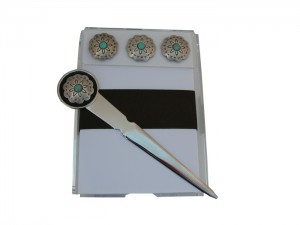 Notepad and Letter Opener Silver & Turquoise Conchos