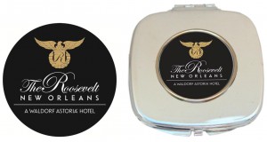Custom Classic Legacy  Purse Mirror with The Roosevelt Hotel Logo