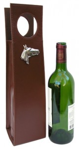Wine Carrier Brown with Silver Horse Head
