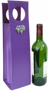 Wine Carrier Purple with Silver Grapes