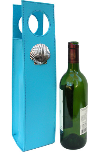Wine Carrier Turquoise with Silver Shell