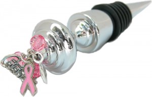 Pink Ribbon Theme Wine Bottle Stopper designed by Classic Legacy