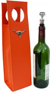 Wine Carrier Orange with Silver Longhorn by Classic Legacy