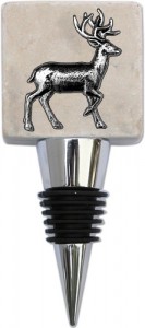 Wine Bottle Stopper Marble Top with Image of Deer by Classic Legacy