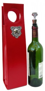 Wine Carrier Red with Silver Medallion by Classic Legacy