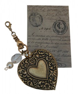 Cluster Heart Charm on Vintage Inspired Display Card by Classic Legacy