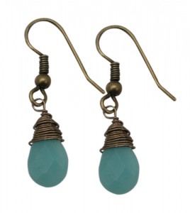 Earring Wire Wrapped with Amazonite Briolette 