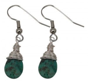 Earring Wire Wrapped African Turquoise