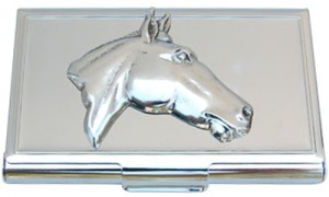 Business Card Holder with Silver Horse Head. When you pull this case out it is a real conversation starter and identifies you as a horse lover!