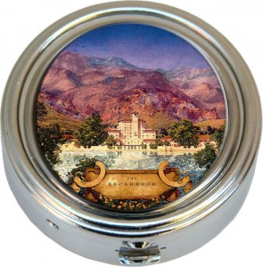 Small Round Box with Maxfield Parrish Image of The Broadmoor