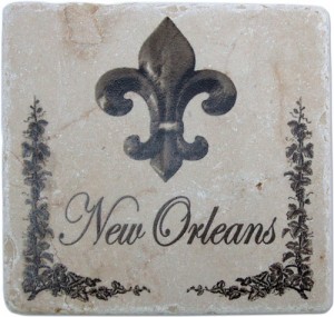 Marble Coaster with Fleur de Lis and New Orleans designed by Classic Legacy