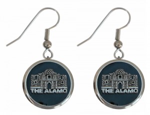 Earrings Silver Plate on French Wire with Pewter Alamo Medallion designed by Classic Legacy