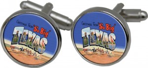 Cuff links with the vintage Texas Postcard Image