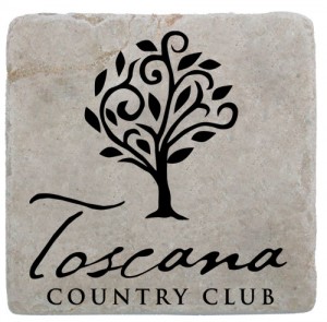 Women's Golf Tournament Gift Marble Coaster with Toscana Country Club Logo designed by Classic Legacy