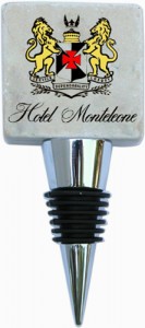 Marble Wine Bottle stopper with Hotel Monteleone New Orleans Crest designed by Classic Legacy
