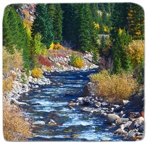Colorado Gifts include Marble Coaster featuring photo of South Boulder Creek