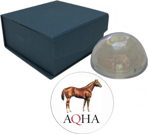 Crystal Domed Paperweight with AQHA logo