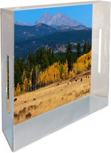 Colorado Gifts include Custom Lucite Tray with Image of Longs Peak