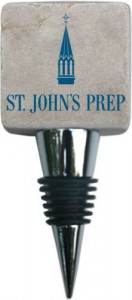 Marble Wine Bottle stopper with St. John's Prep Logo