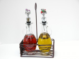 Display wine bottle stoppers used for alternative uses such as for oil and vinegar.