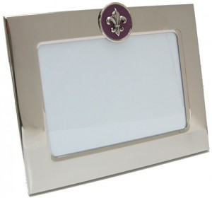 Frame 4" x 6" Silver with Purple Enamel and Fleur de Lis