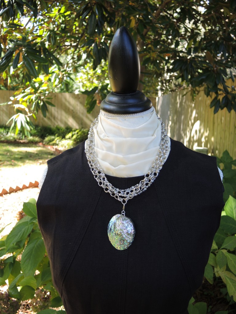 NK1501S Silver  and Crystal Necklace Abalone Shell Enhancer