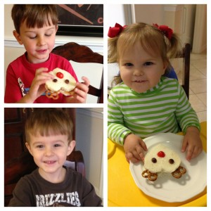 Children Enjoying Reindeer Sandwiches