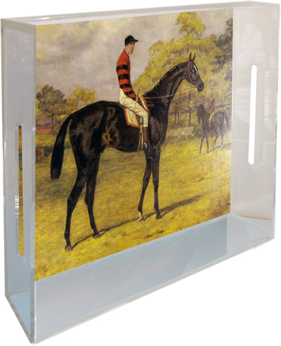 Tray with Vintage Racehorse Art 