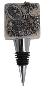Little Things Lead Wine Bottle Stopper with Metal Collage Art