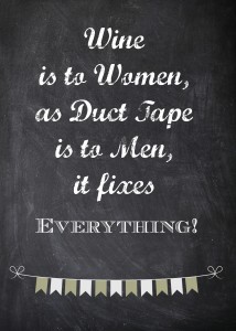 Wine is to Women as Duct Tape is to Men