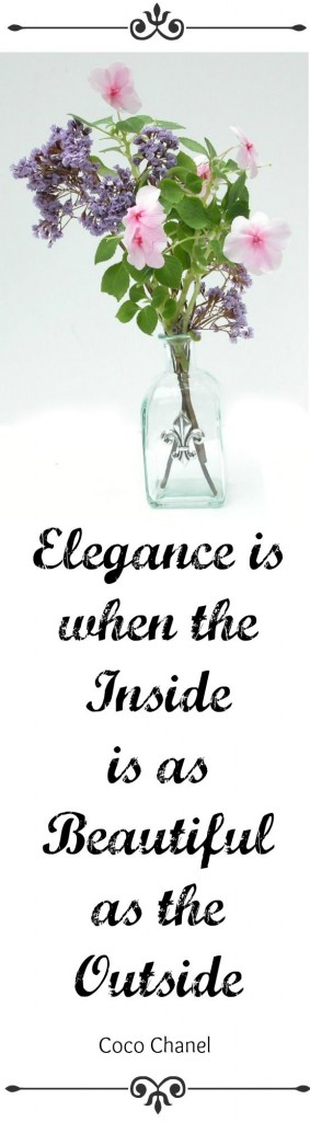 Bottle with Flowers and Elegance Quote