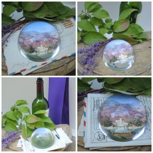 Collage Crystal Domed Paperweight