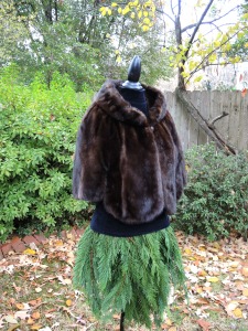 The Mannequin Evergreen Tree Skirt and Vintage Mink are a fun look!