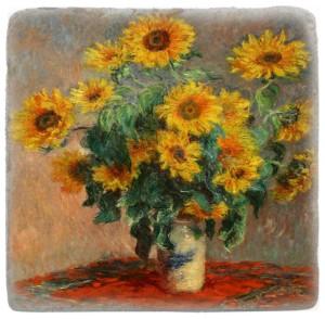 Marble Coaster with Flowers from the famous Sunflower painting from the Metropolitan Museum of Art