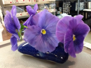 Pansies inClassic Legacy Workroom inspired Mother's Day Flowers
