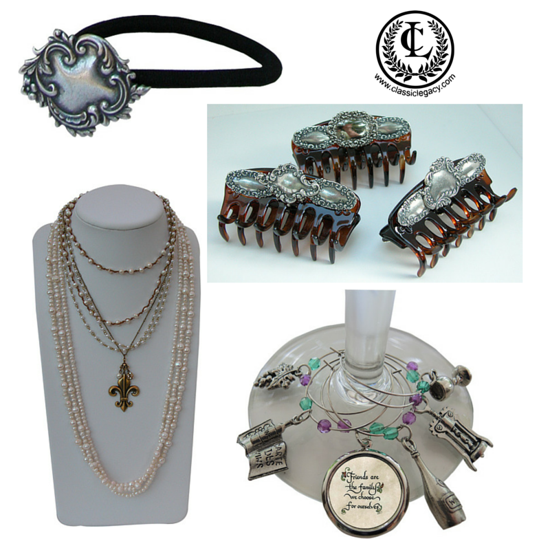 Catherine Tatum designs of hair accessories, jewelry, and wine accessories 