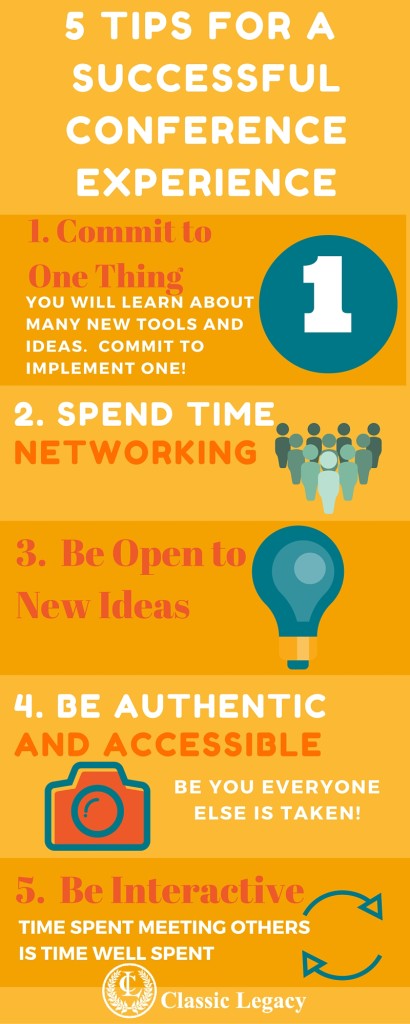 Conference Tips and 5 Actionable Conference Tips Pinterest Infographic