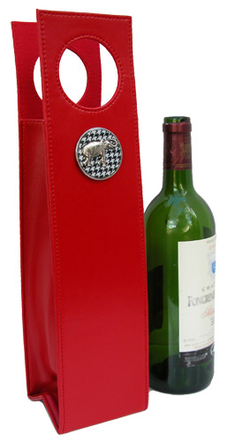 Red Wine Carrier with Hounds-tooth elephant design