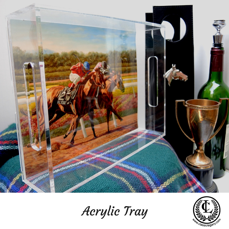 Acrylic Tray by Classic Legacy with Racehorse art