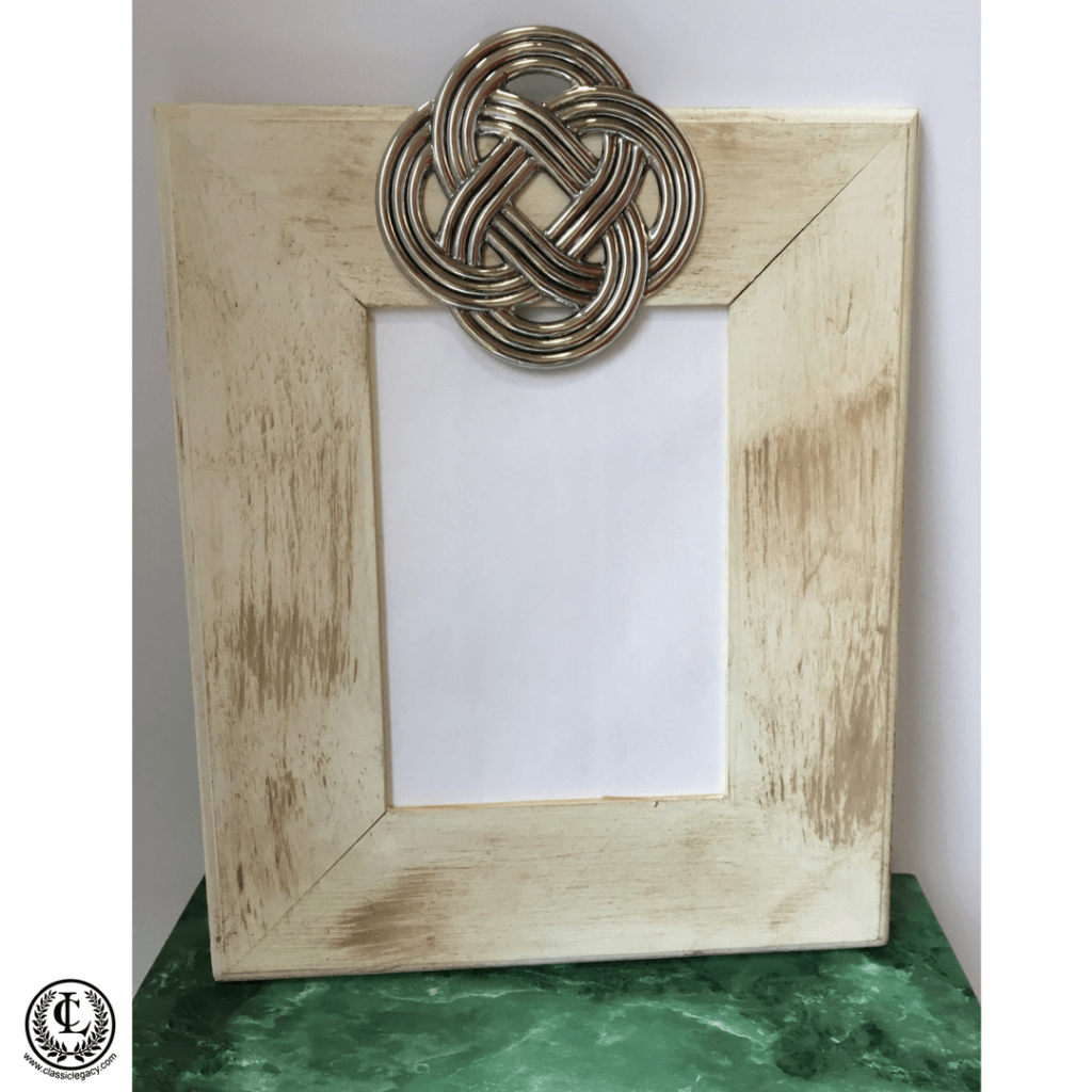 Wood Frame Silver Celtic Knot Irish theme