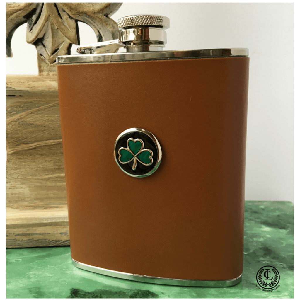 Brown Leather Flask Irish theme