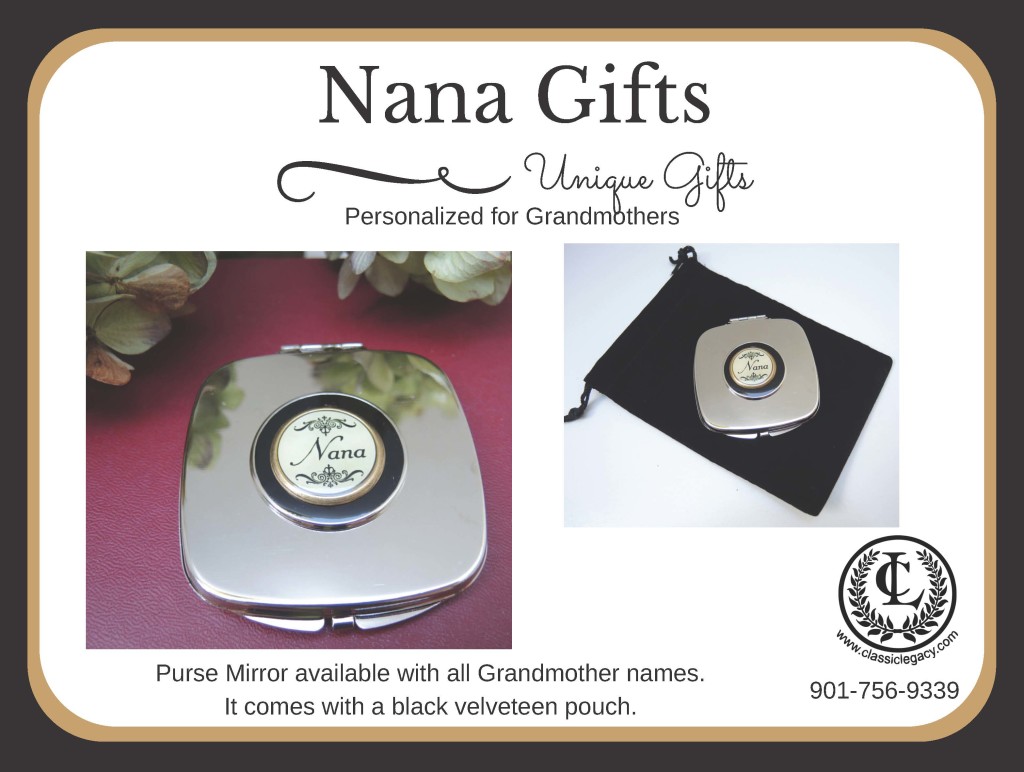 Purse Mirror with "Nana" theme medallion