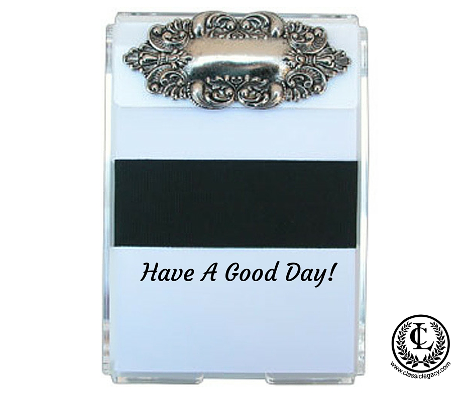Luxury Gift Notepad with Silver Medallion Message Good Day