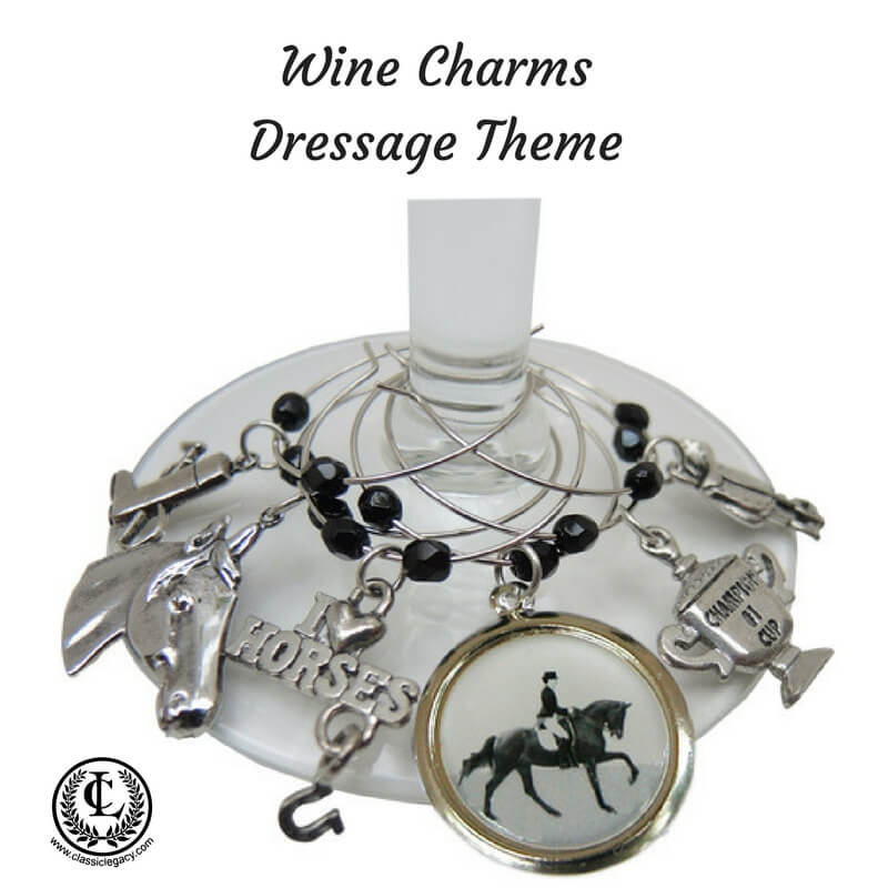 Dressage Theme Wine Charms