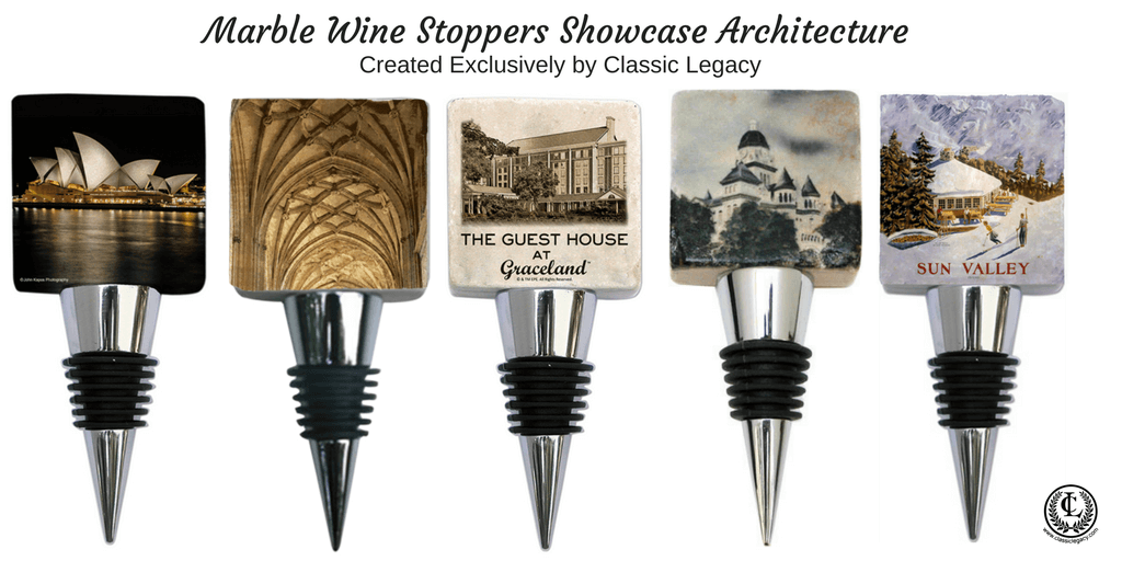 Marble Wine Bottle stoppers showcase architecture